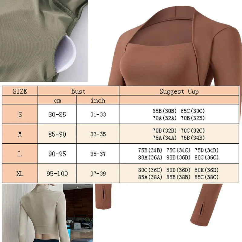 Xooie Fit women's fitted activewear top in two colors with size and cup suggestions for a perfect fit