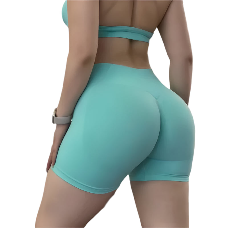 Xooie Fit women's high intensity shorts in teal for optimal comfort during workouts