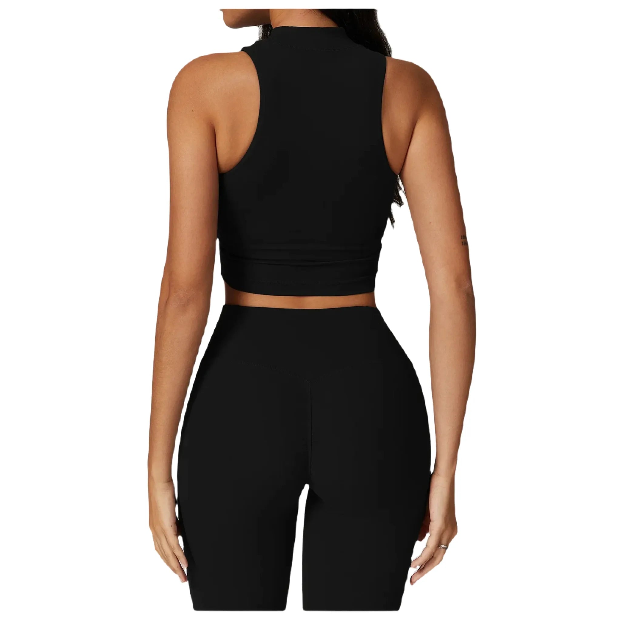 Xooie Fit women's high-performance active top in black for workouts and activewear back 
