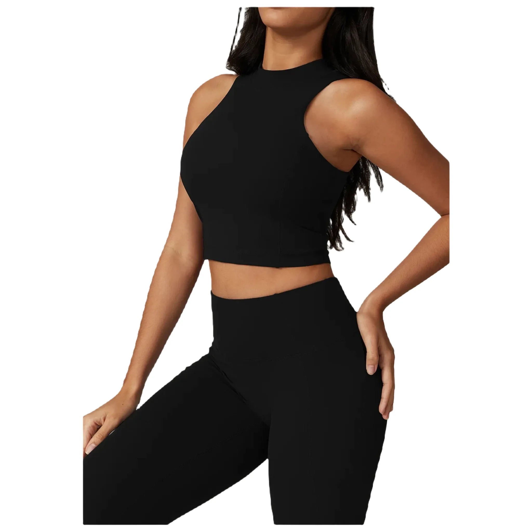Xooie Fit women's high-performance active top in black for workouts and activewear front view