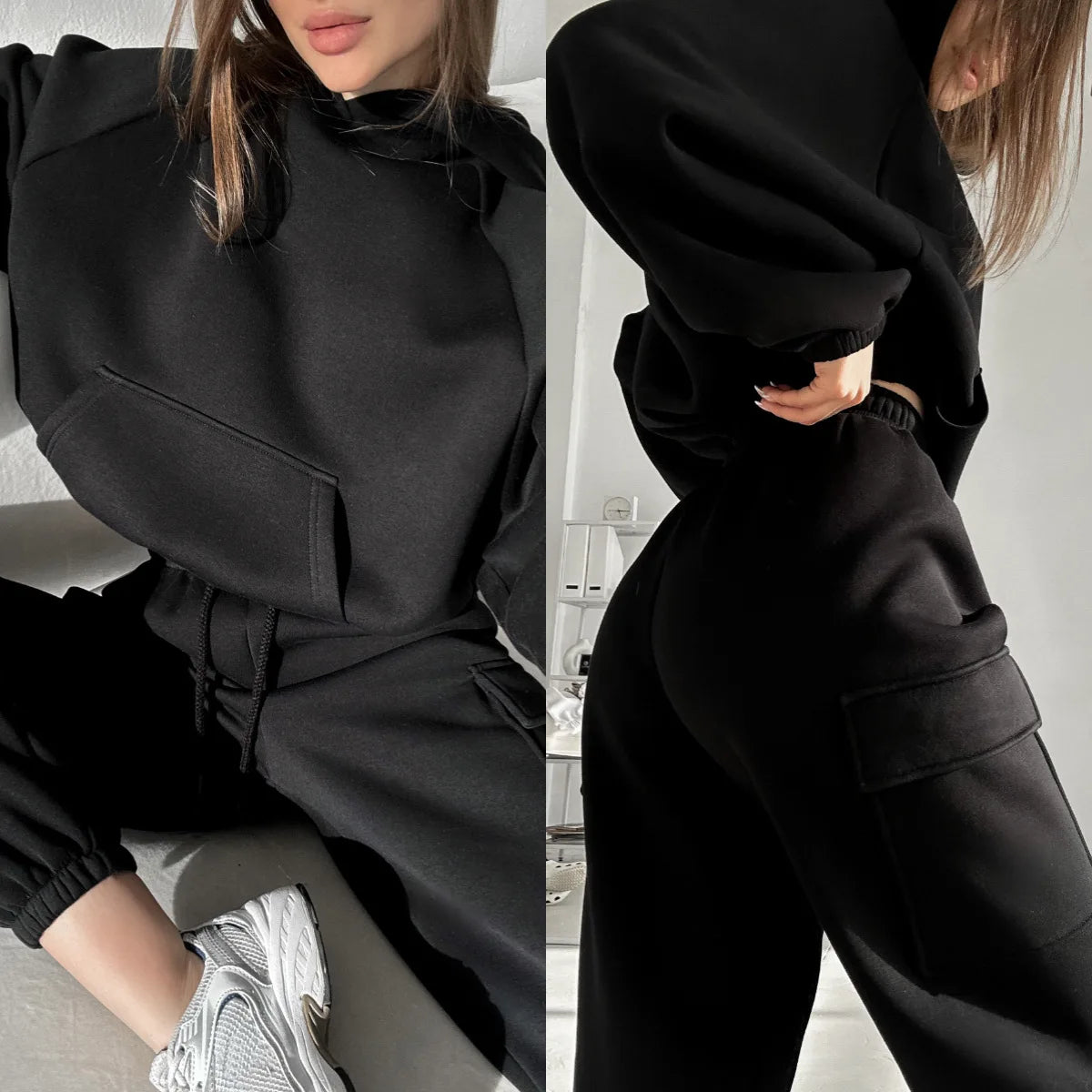 black jogger collage