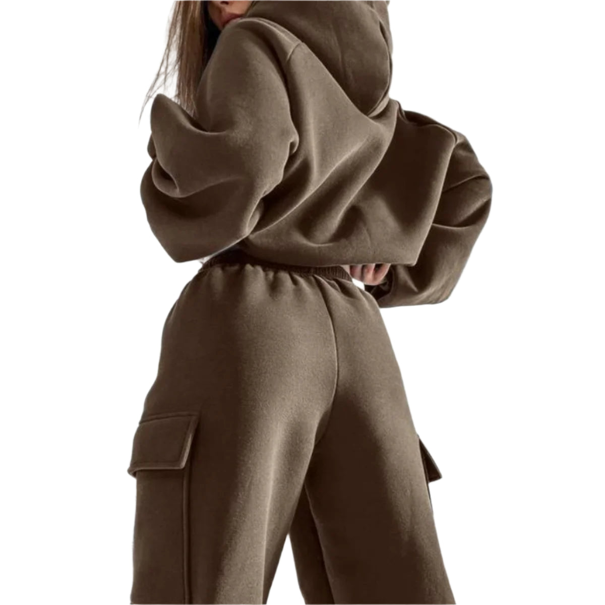 Comfortable women's jogger hoodie set in olive green with oversized hoodie and stylish pockets