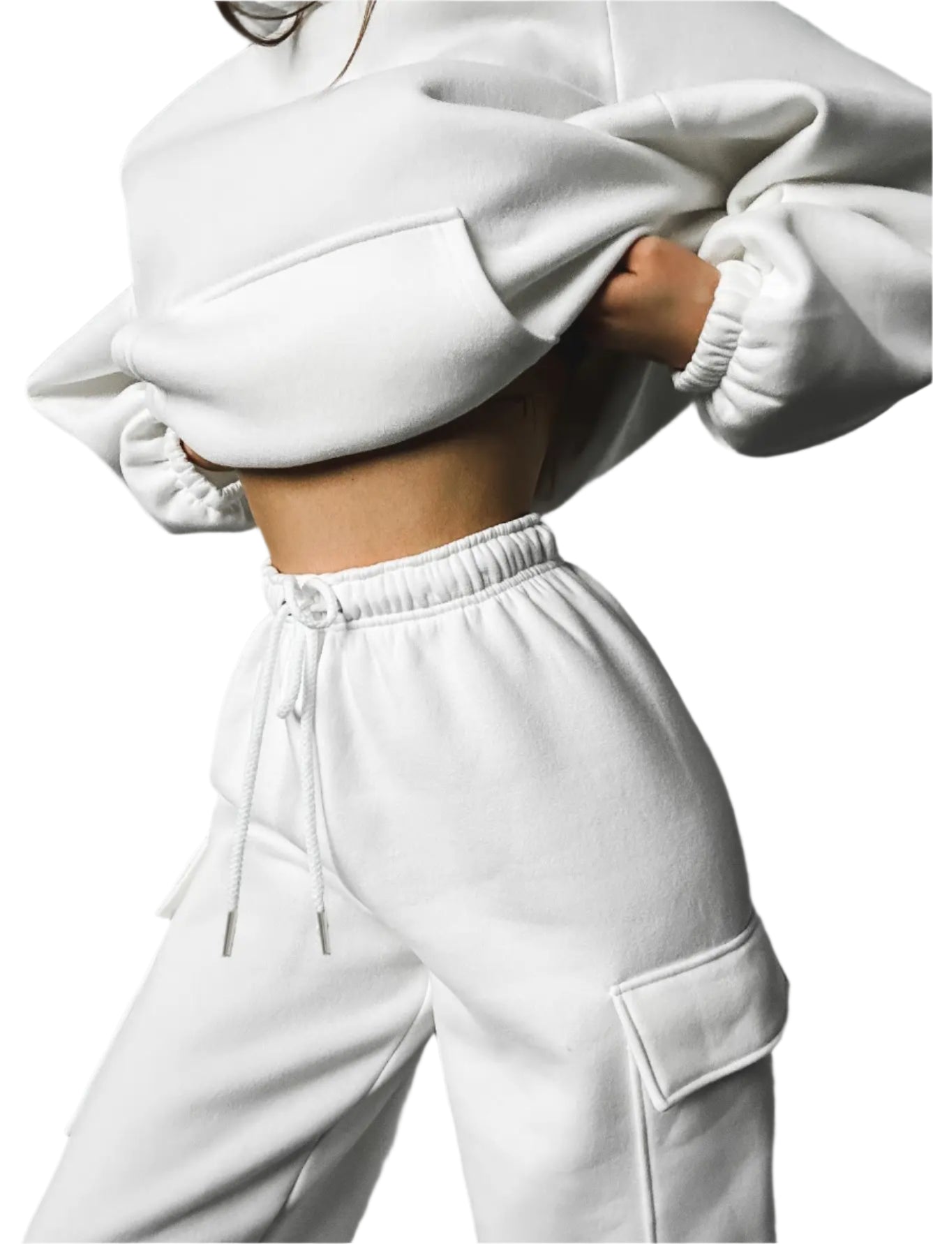 Xooie Fit women's jogger hoodie set in white with comfortable fit and stylish design