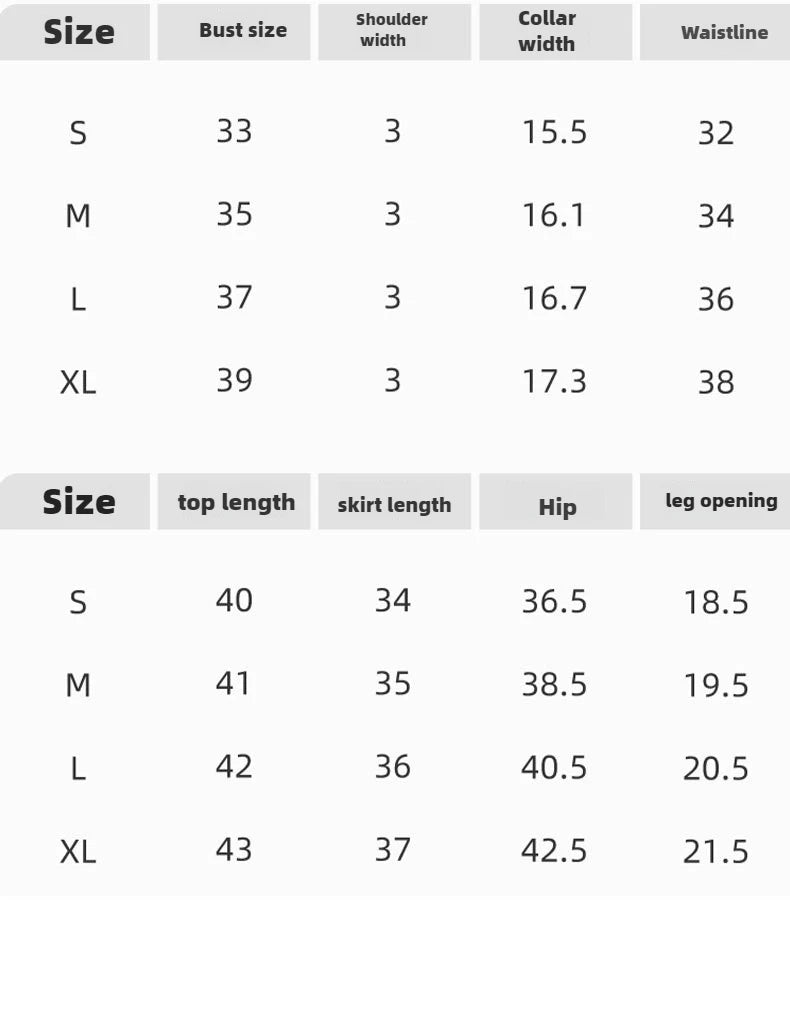 Xooie Fit women's tennis dress with shorts featuring measurements for a perfect fit