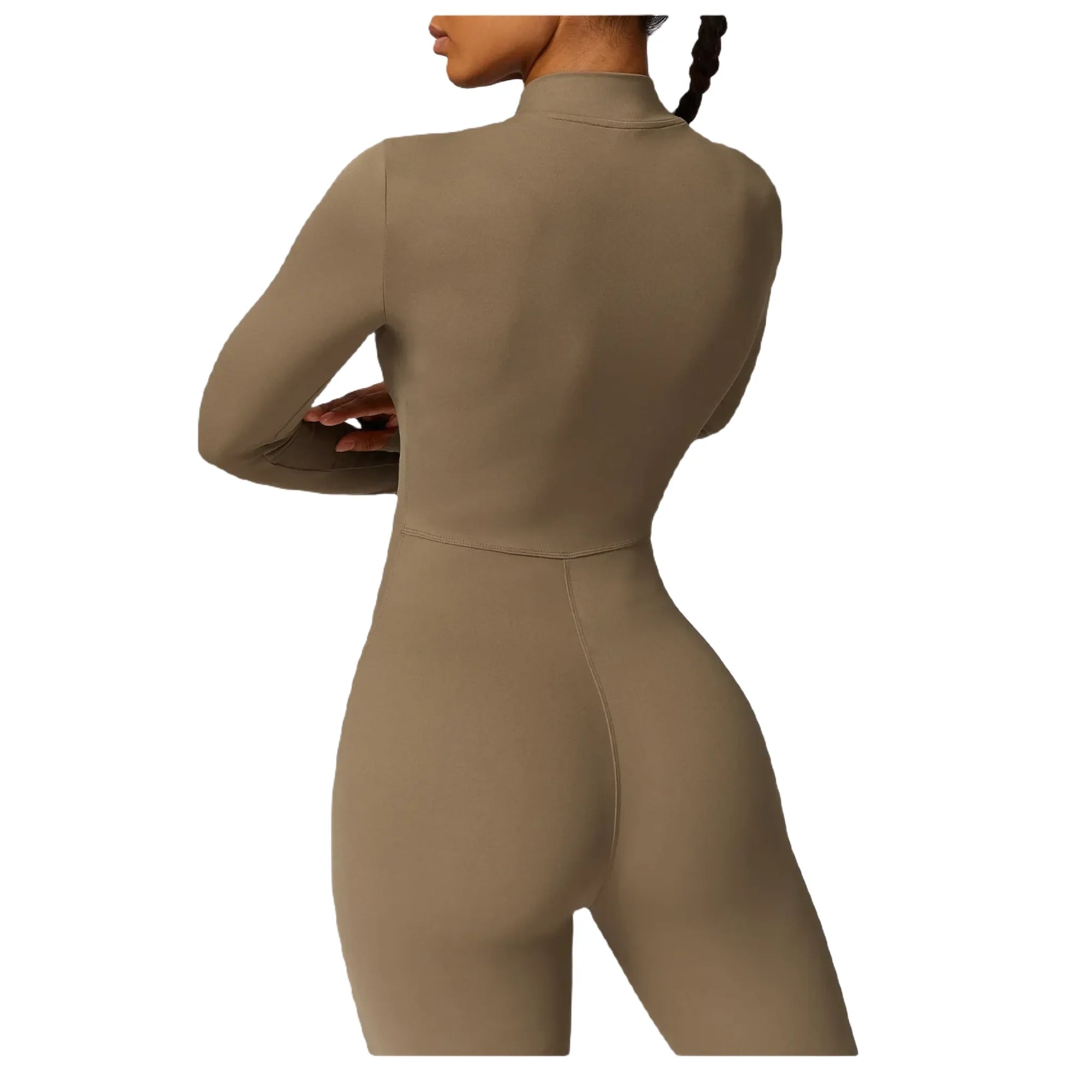 Women's zippered workout jumpsuit from Xooie Fit in a sleek, form-fitting design for activewear enthusiasts
