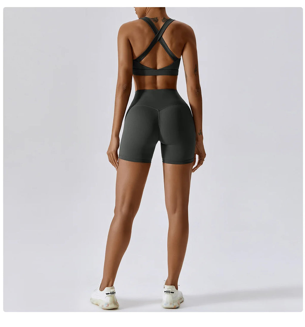 Fresca Fabulous | X-Back Active Bra + Shorts Matching Set