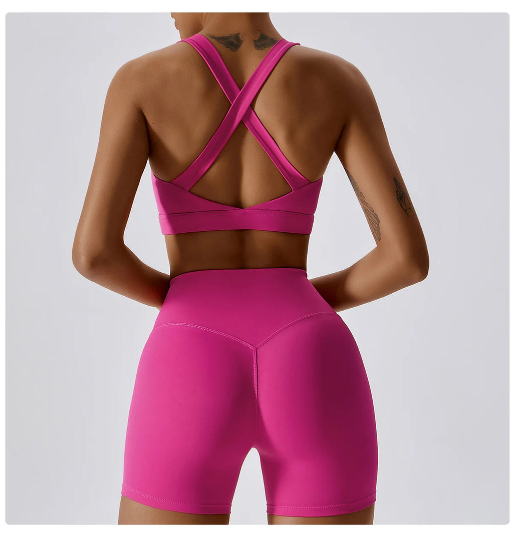 Fresca Fabulous | X-Back Active Bra + Shorts Matching Set