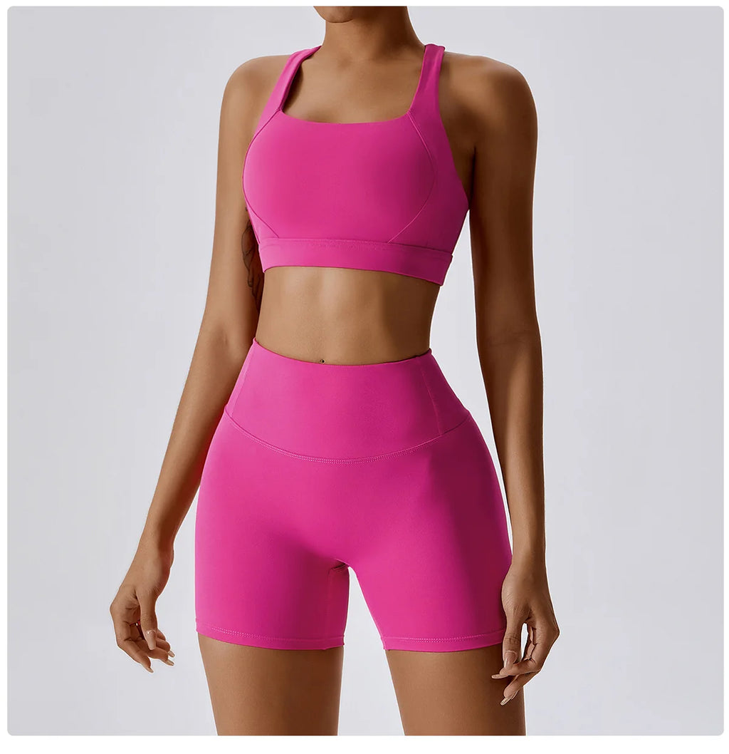 Fresca Fabulous | X-Back Active Bra + Shorts Matching Set