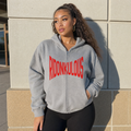 Light gray full-zip hoodie with red Ridonkulous graphic, hood and kangaroo pocket