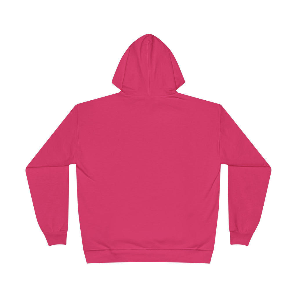 Hot Pink fleece-lined pullover hoodie, “Allegedly” graphic on back
