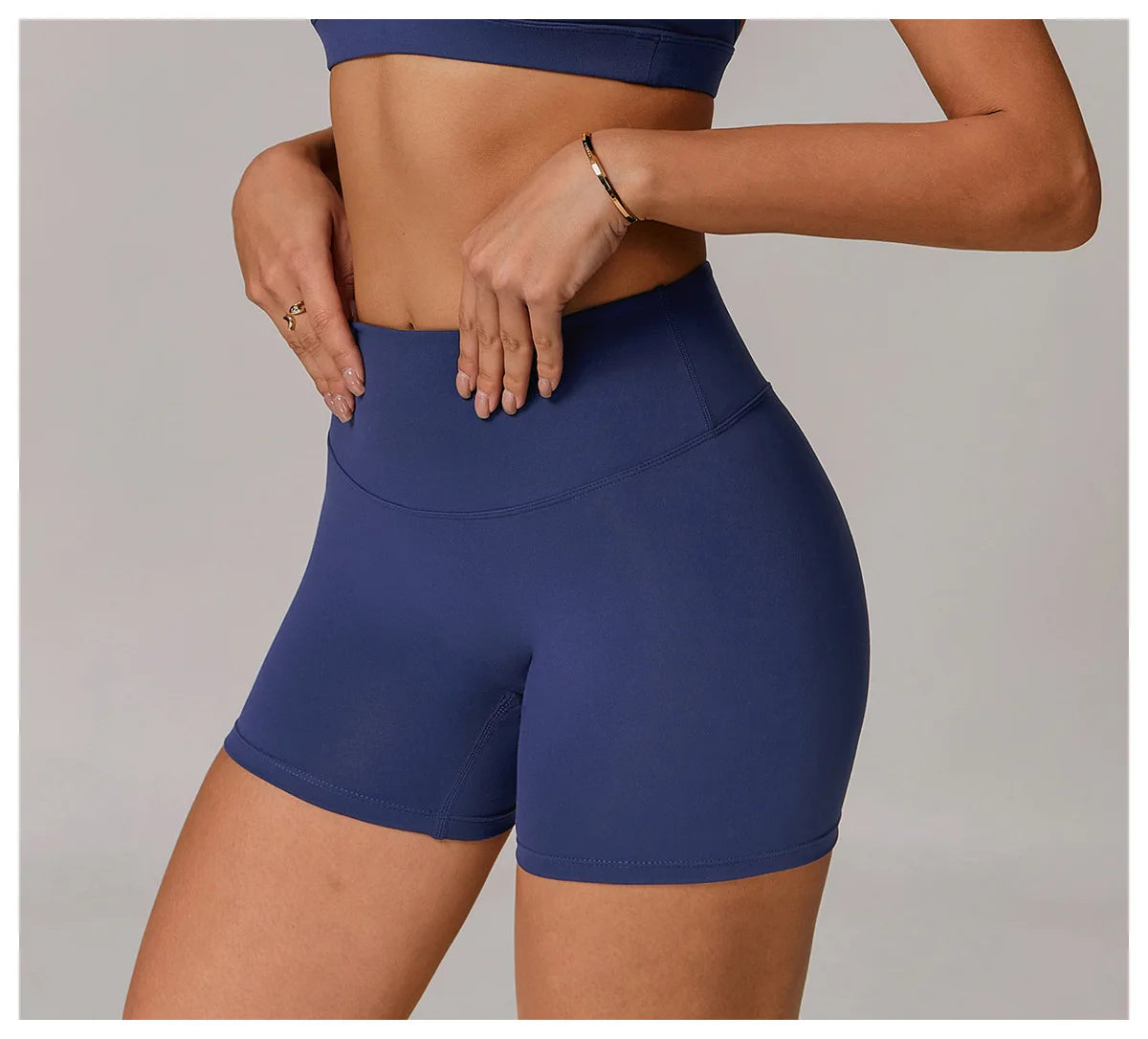 Xooie Fit navy women's active shorts with high waist for comfortable workout and fitness activities