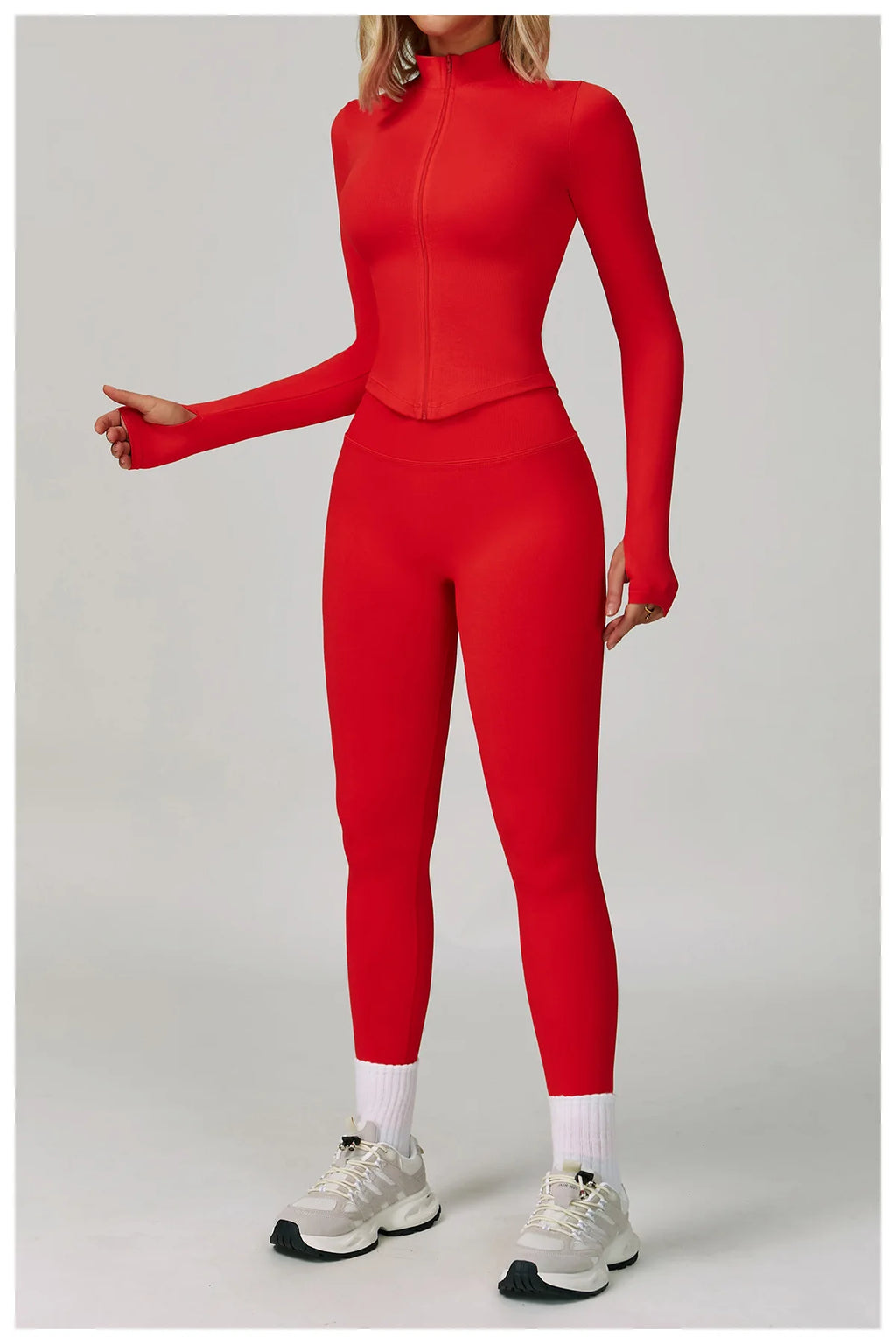 Xooie Fit women's activewear matching set in vibrant red for stylish workouts and comfort