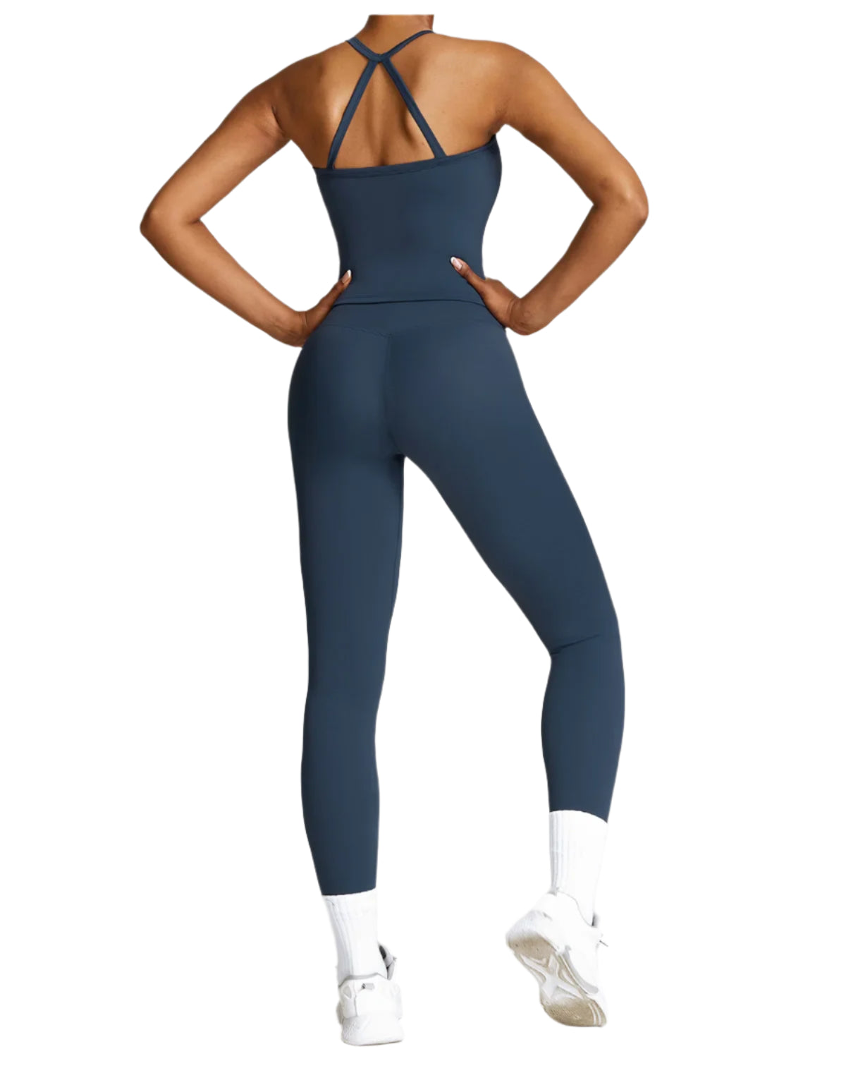 Xooie Fit women's activewear set featuring a stylish cropped tank and matching leggings in a dark color