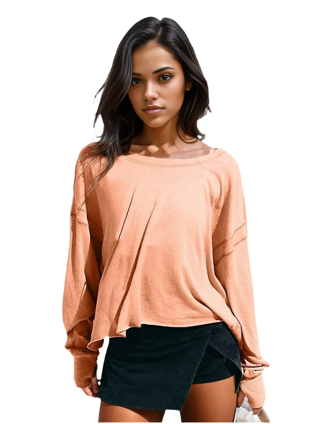 Xooie Fit women's backless workout top in peach color with a relaxed fit design