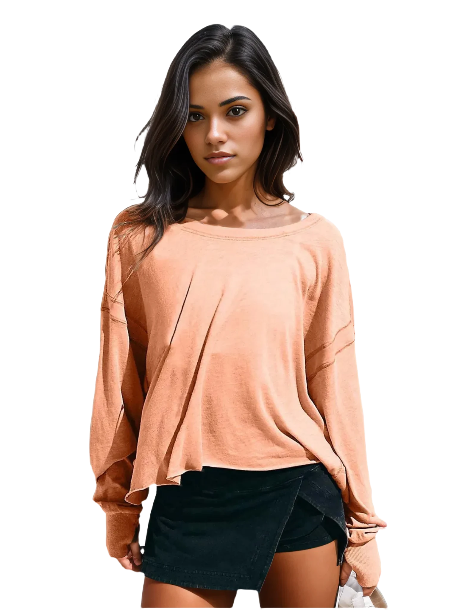 Xooie Fit women's backless workout top in peach color with a relaxed fit design