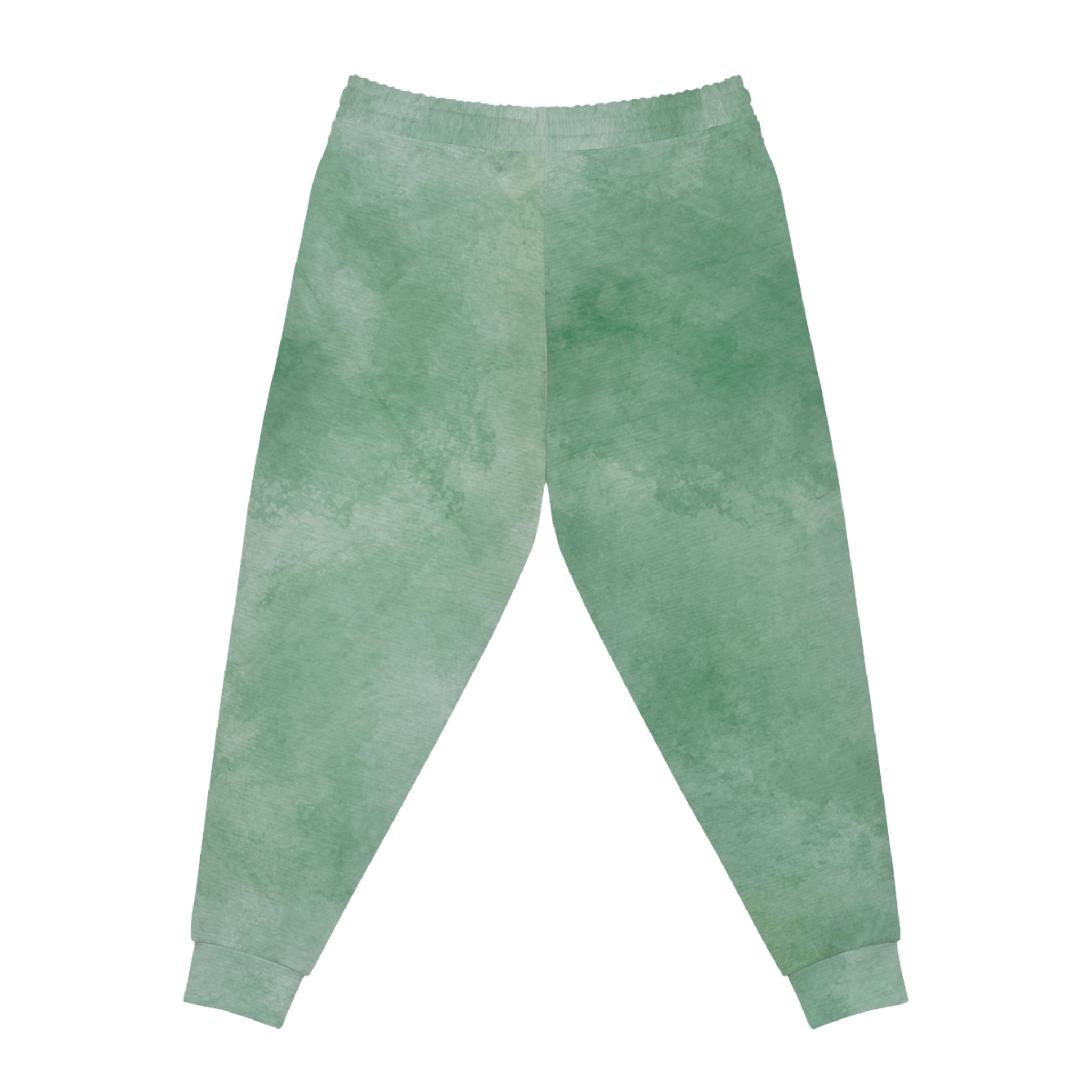 Eucalyptus Mist watercolor jogger pants with elastic waistband and cuffed hem