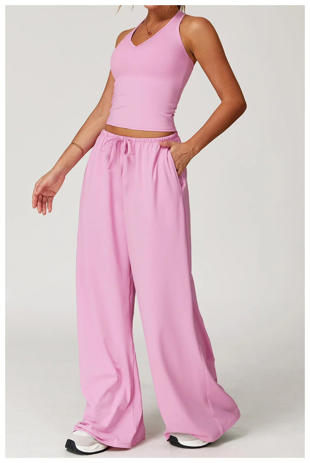Xooie Fit Women's Baggy Workout Pants in Pink with Comfortable Fit and Side Pockets