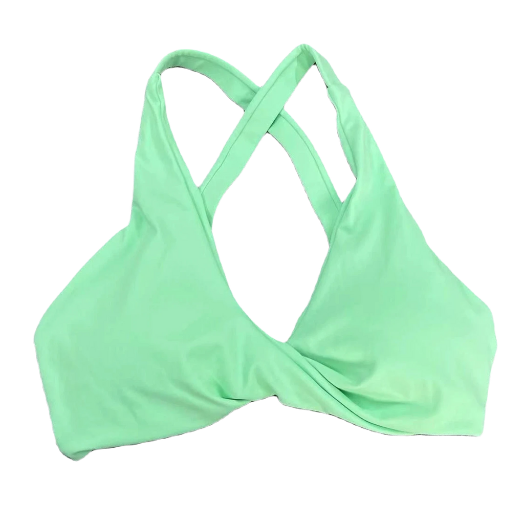 Xooie Fit women's fitness bralette with a stylish twist bra design and crisscross back straps teal