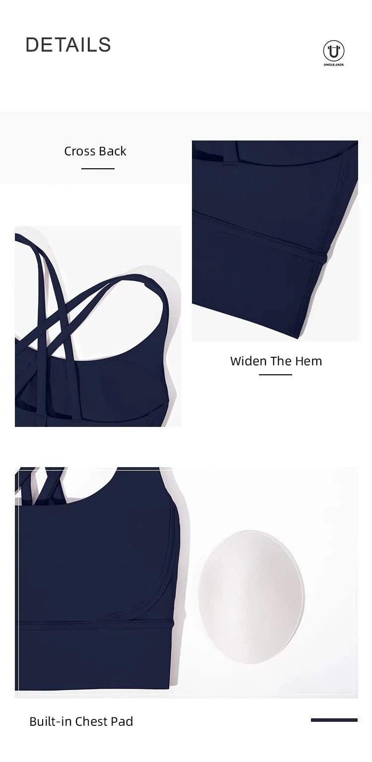 Xooie Fit women's fitness clothing set featuring cross back design and built-in chest pad