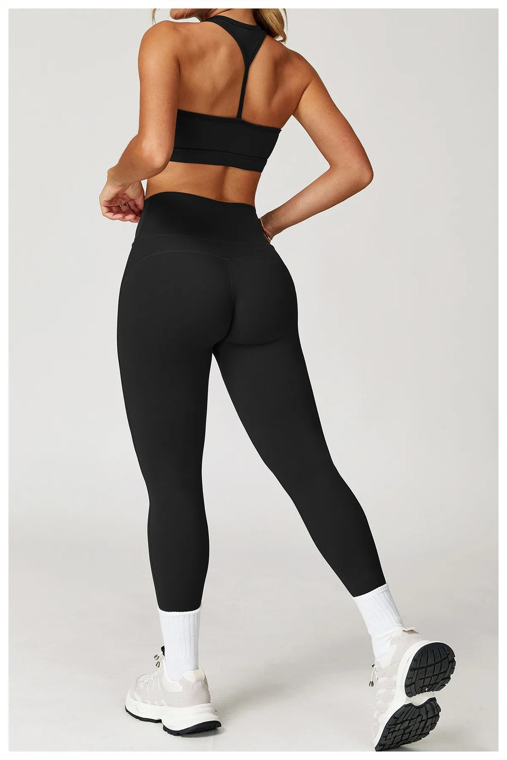 Xooie Fit women's fitness matching set black two-piece set with leggings and sports bra