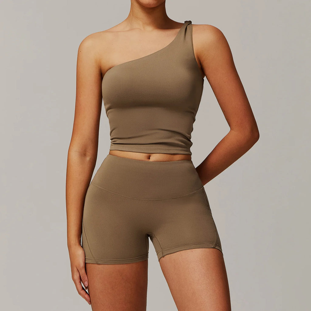 Messy Bun, Gettin’ Stuff Done | Side Strap Tank Top + Active Shorts Matching Set