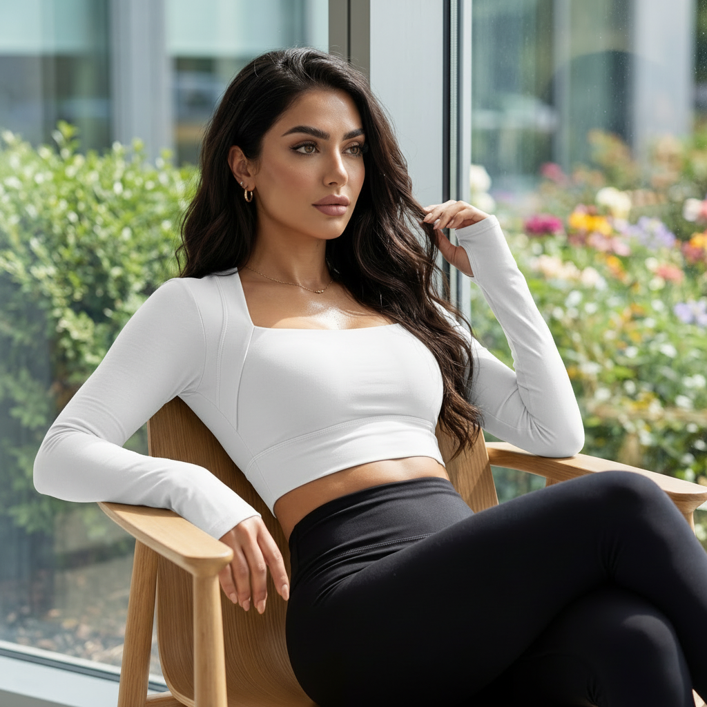 Xooie Fit women's fitted activewear top in white, perfect for workouts and casual wear