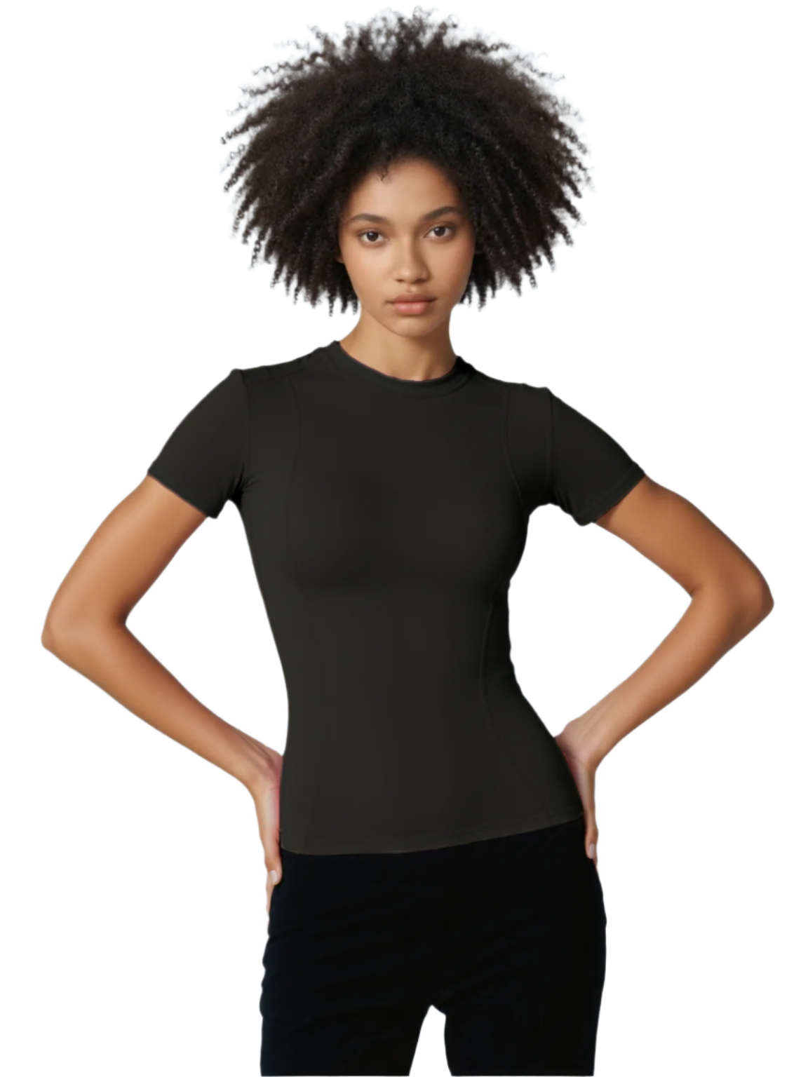 Xooie Fit women's high intensity fitted shirt in black for active performance and comfort