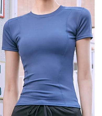 Xooie Fit women's high intensity fitted shirt in blue perfect for workouts and active wear
