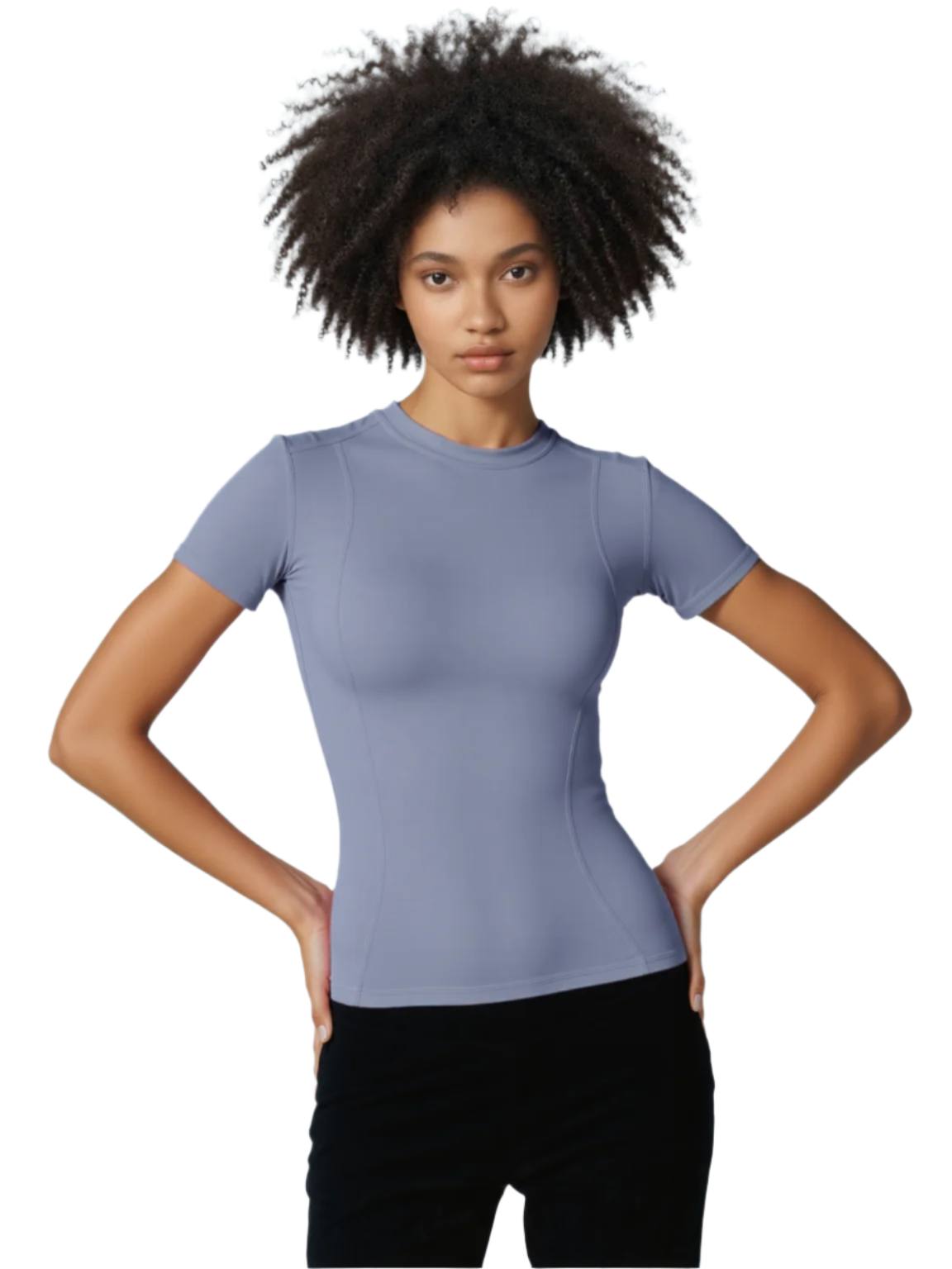 Xooie Fit women's high intensity fitted shirt in light blue designed for active performance