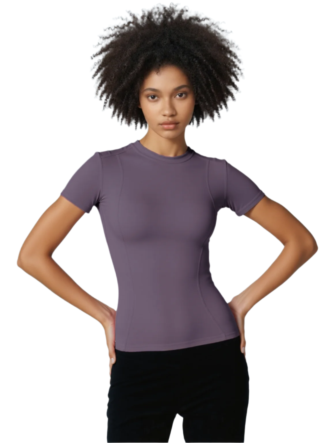 Xooie Fit women's high intensity fitted shirt in purple, perfect for workouts and active wear