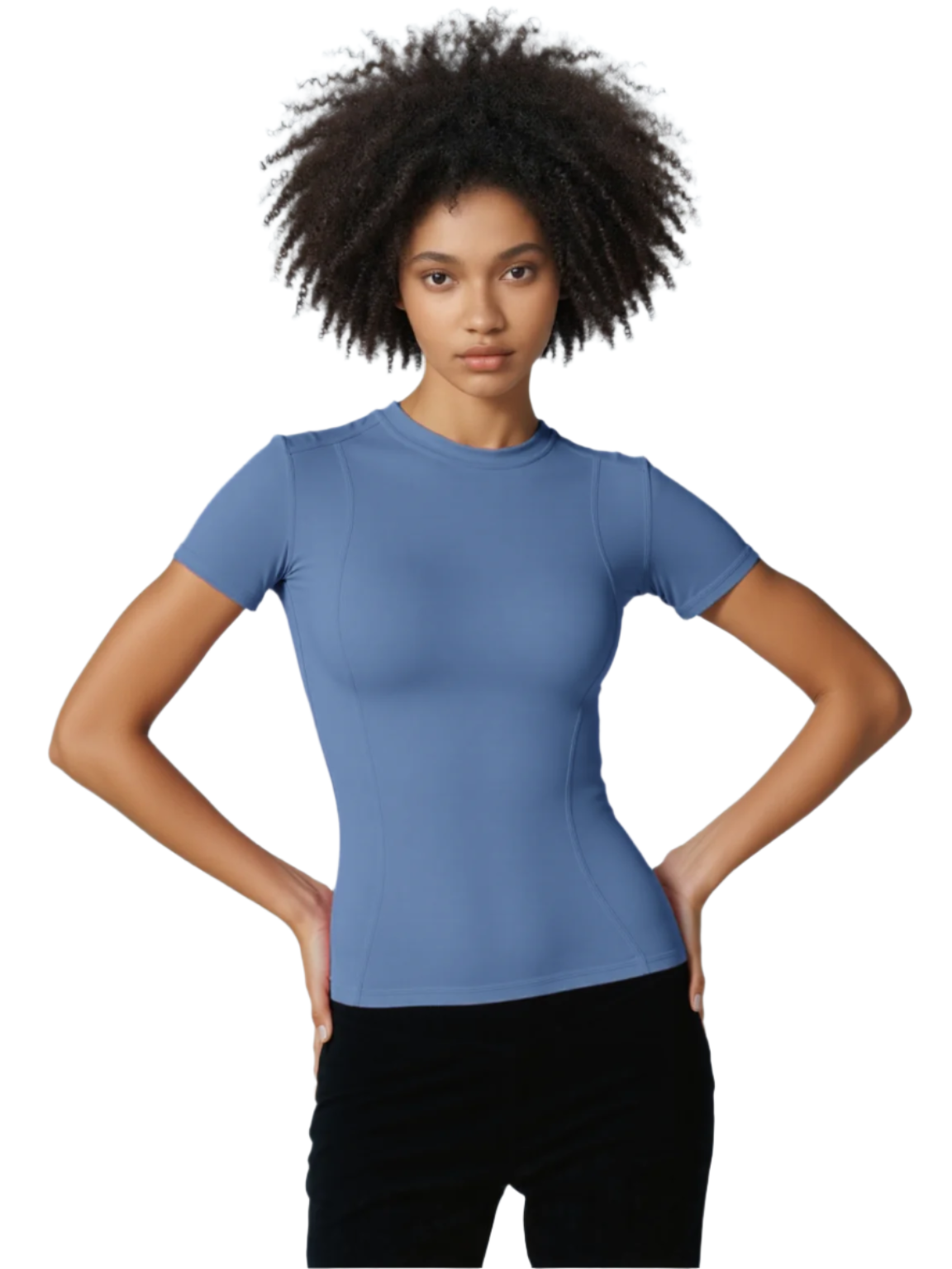 Xooie Fit women's high intensity fitted shirt in blue for optimal comfort during workouts