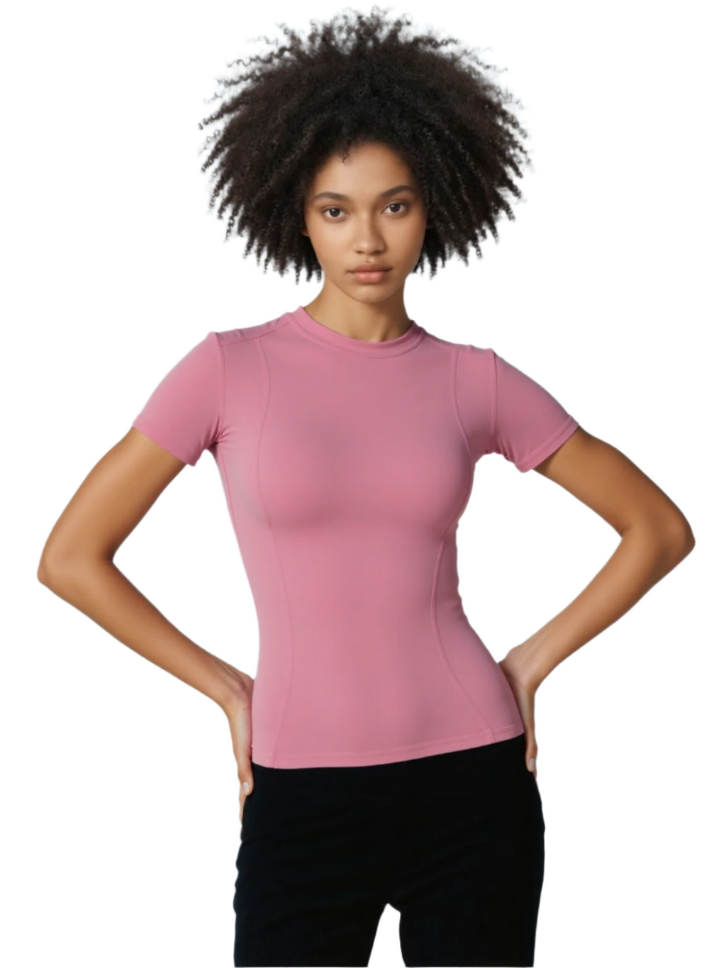 Xooie Fit women's high intensity fitted shirt in pink for maximum comfort during workouts