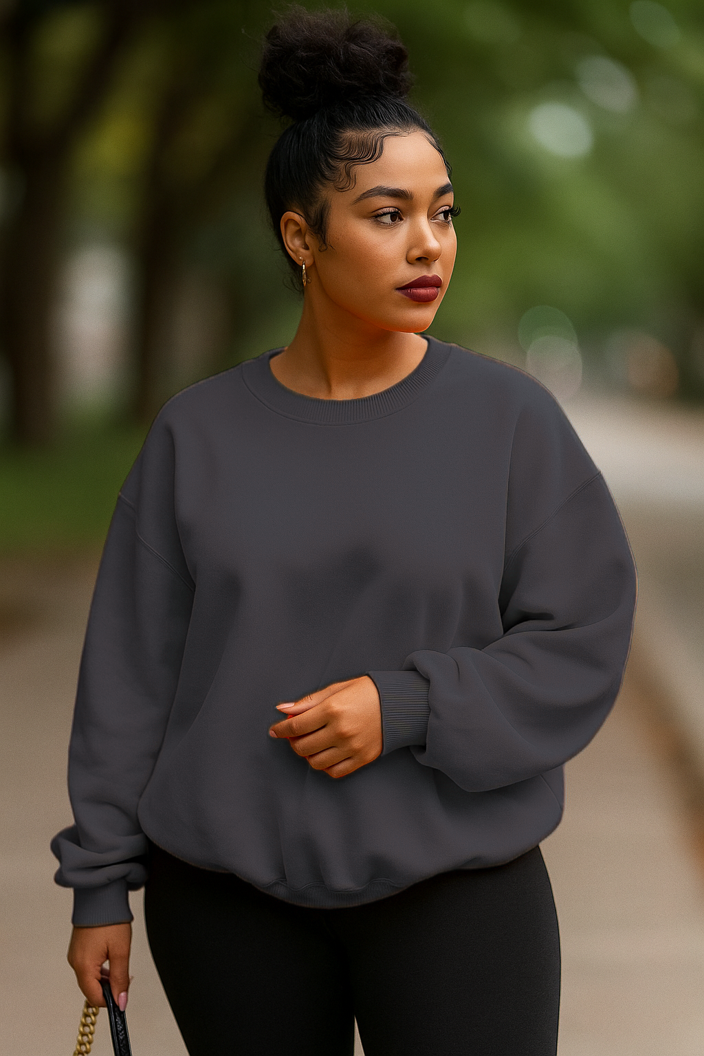 Xooie Fit women's oversized sweatshirt in dark gray, perfect for casual wear and comfort