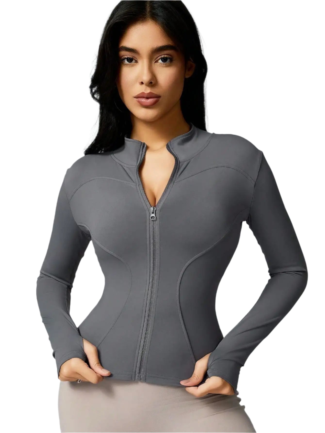 Xooie Fit women's sports jacket zipper in gray with a sleek design for active lifestyle and comfort