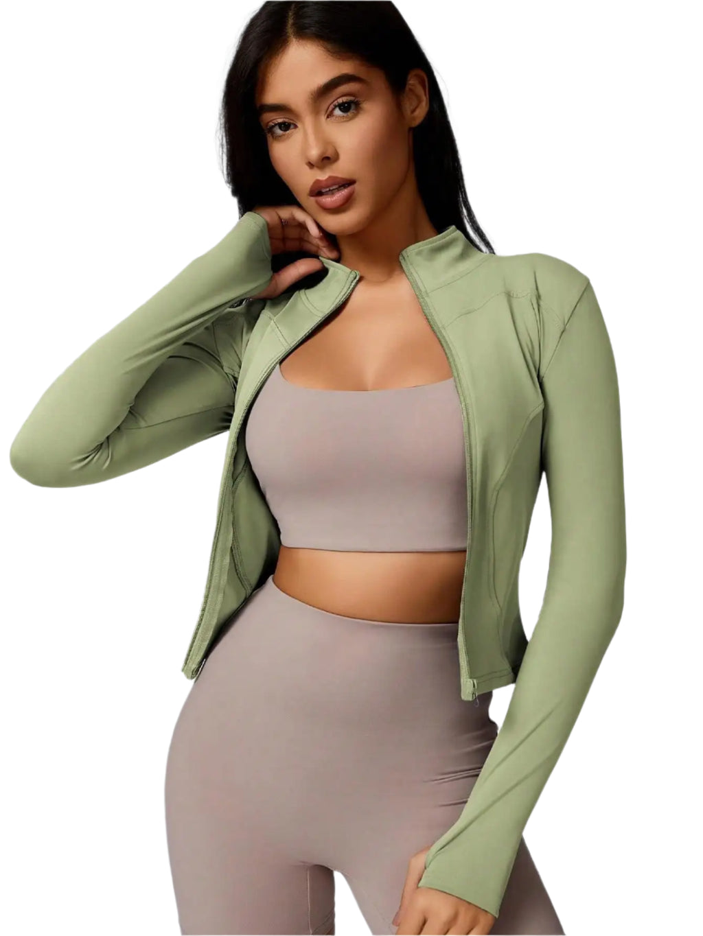 Xooie Fit women's sports jacket zipper in green, perfect for workouts and casual wear