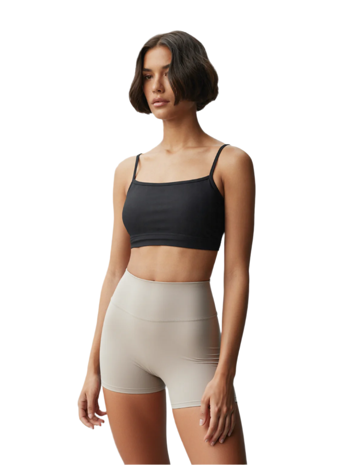 Xooie Fit women's stretchy workout shorts in beige offering comfort and flexibility for fitness activities