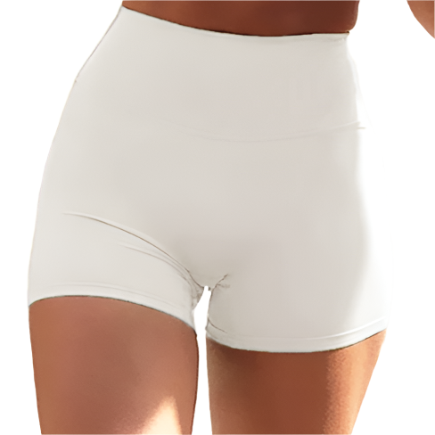 Xooie Fit women's stretchy workout shorts in white for maximum comfort during exercise