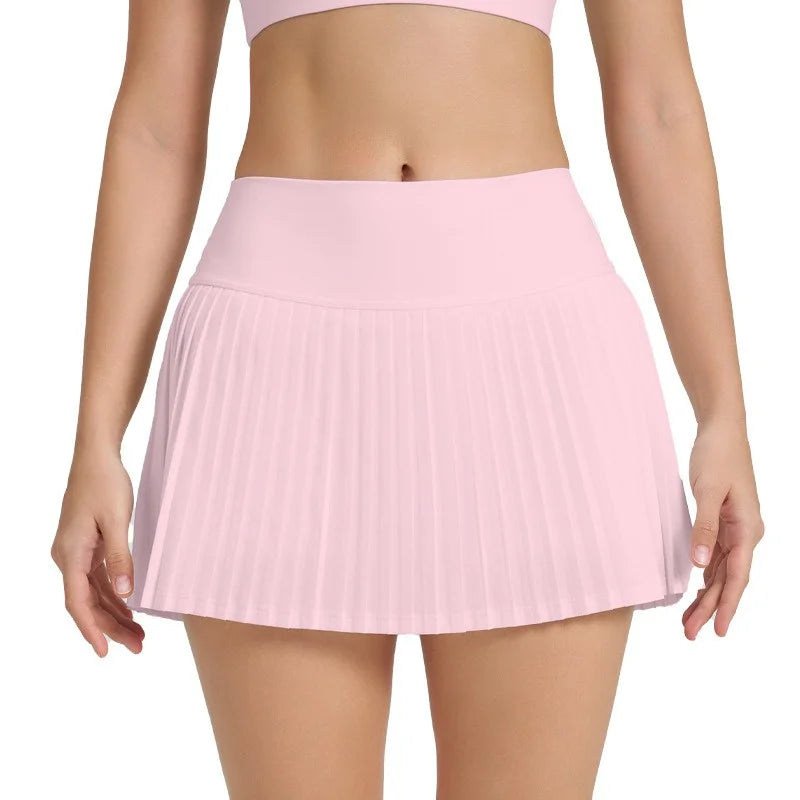 Light Pink Women's Tennis Skort with Phone Pockets and Pleated Design for Activewear