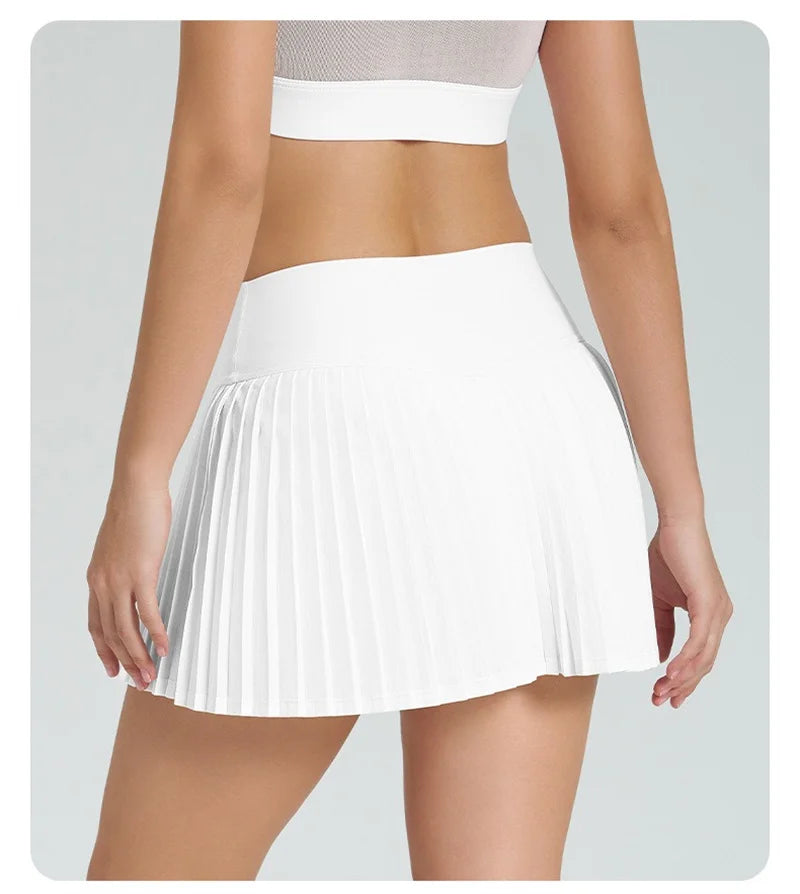 Xooie Fit Women's Tennis Skort with Phone Pockets in White for Comfortable Play