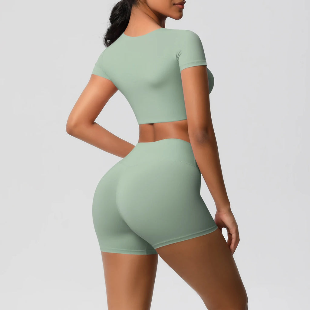 Body Tea | Fitted Crop Top + Active Shorts Set