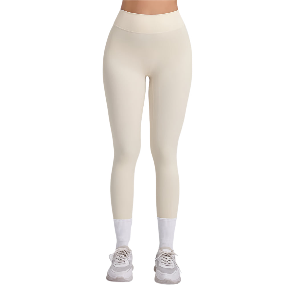 Xooie Fit high-waisted workout leggings in cream for comfort and style during workouts