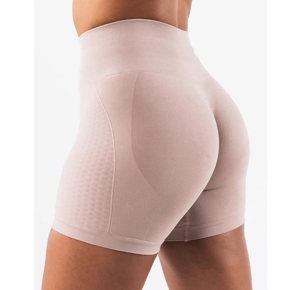 Xooie Fit high intensity workout shorts in beige with high-waisted design for maximum comfort