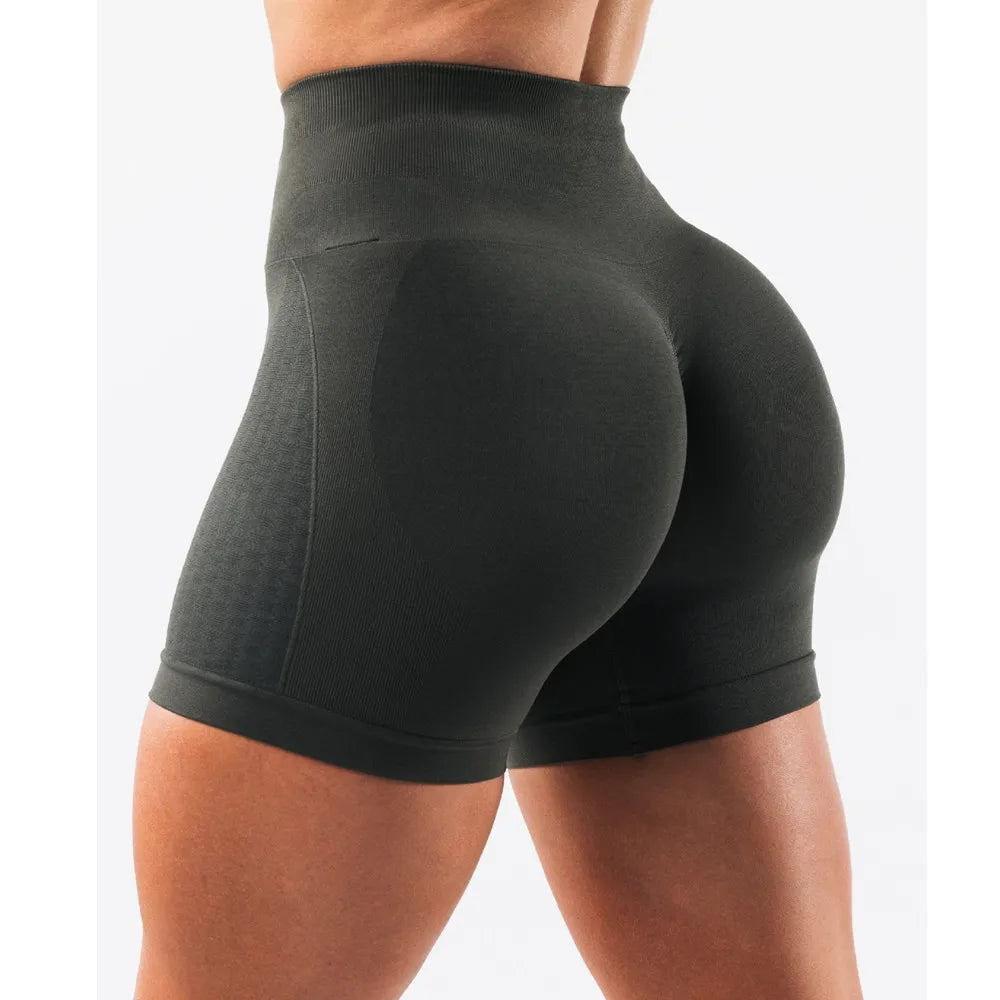 Xooie Fit high intensity workout shorts in black, featuring a high-rise design for comfort and support
