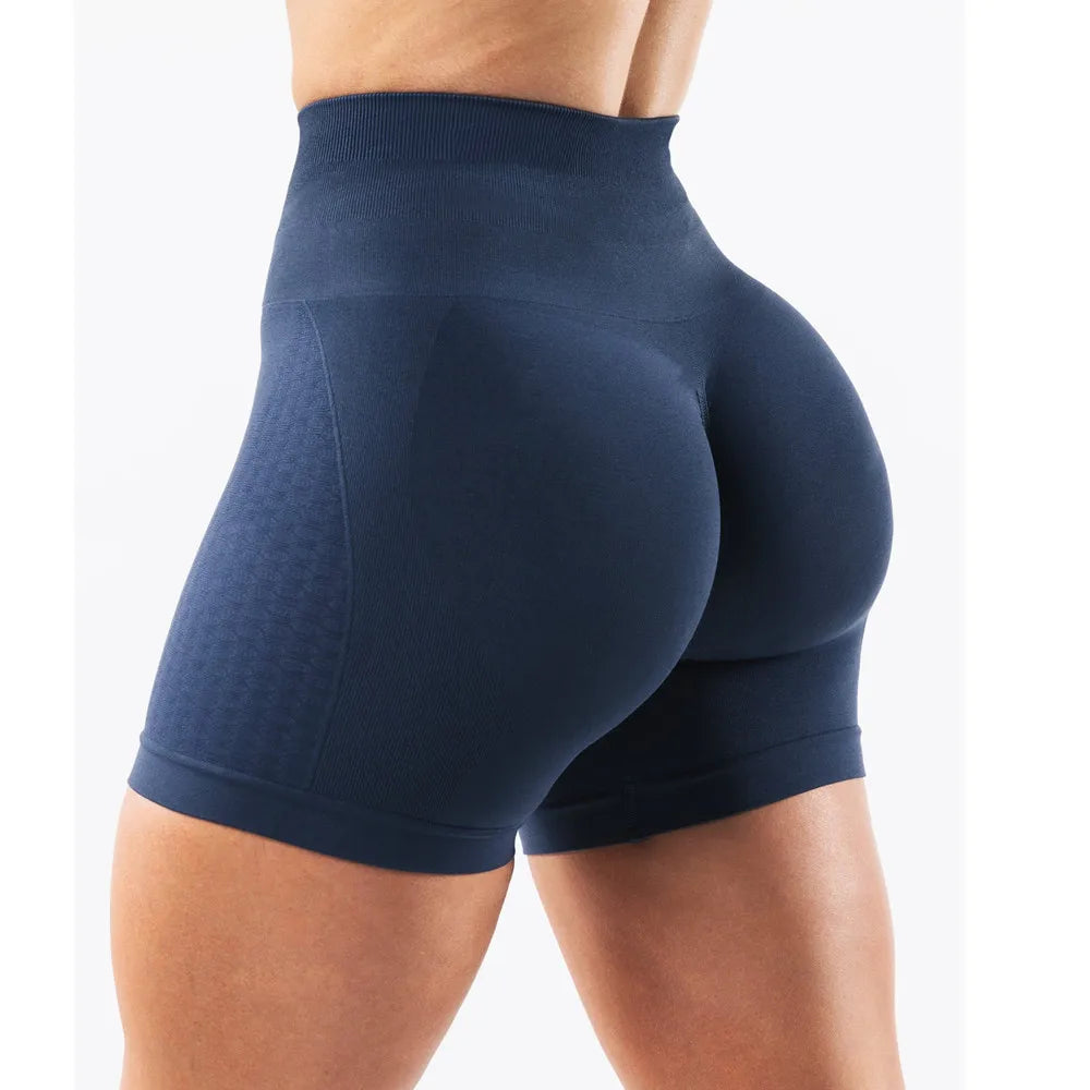 Xooie Fit High Intensity Workout Shorts in Navy Blue with Comfortable High Waist Design