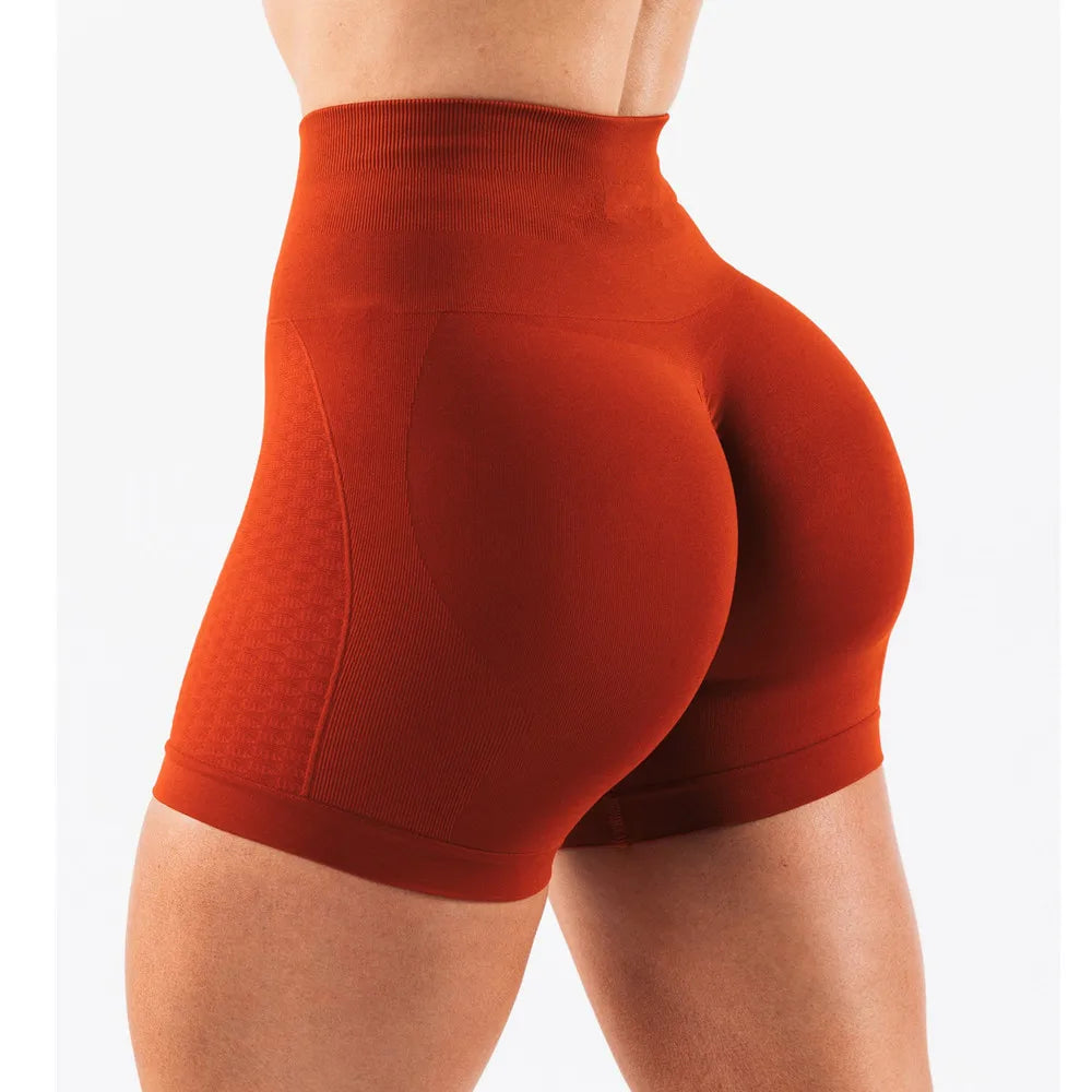 Xooie Fit high intensity workout shorts in rust color designed for optimal comfort and performance