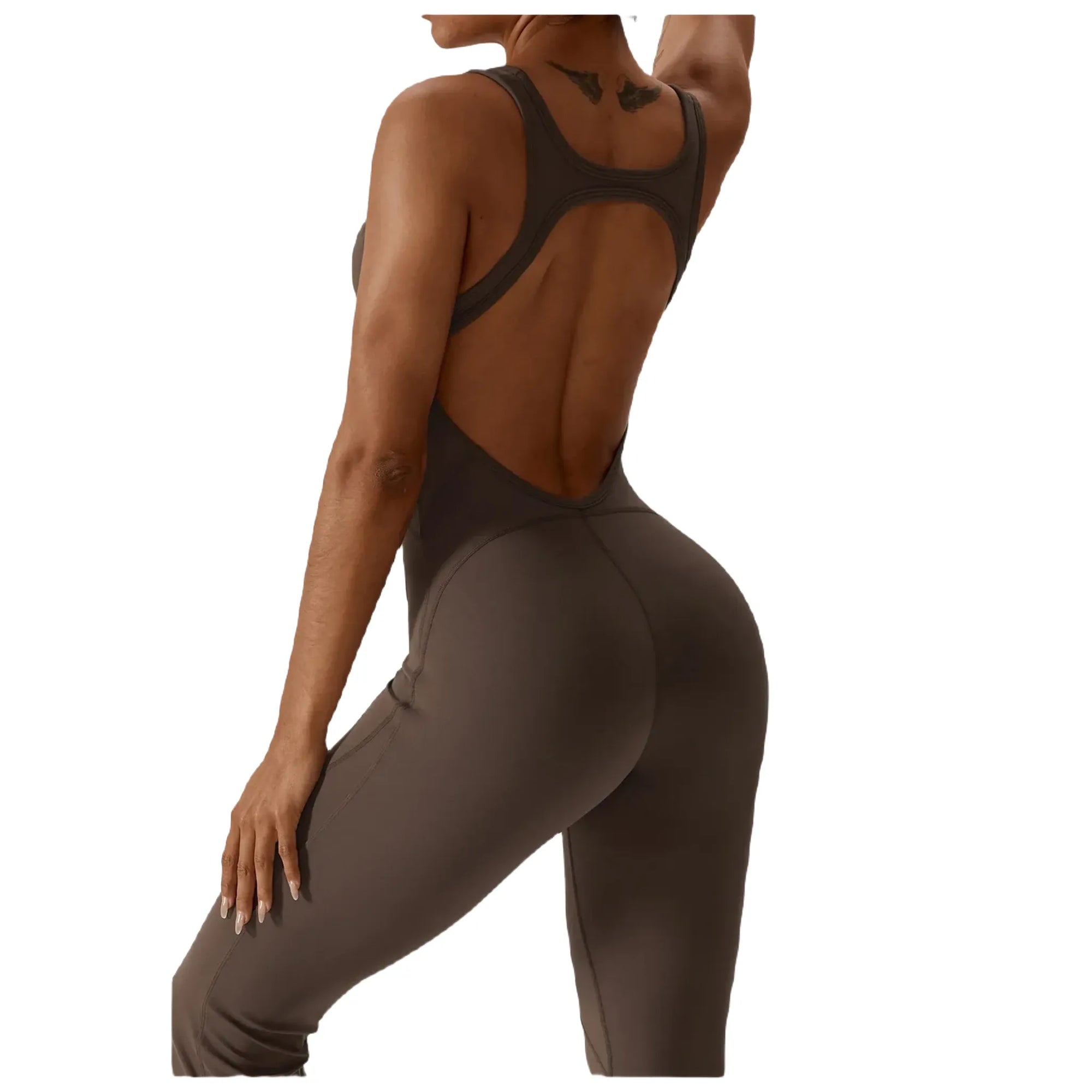 Xooie Fit comfortable yoga jumpsuit featuring a stylish back design and form-fitting silhouette