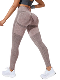 Buns of Fun Active Leggings, Coffee heather: full-length knit, high-rise waistband