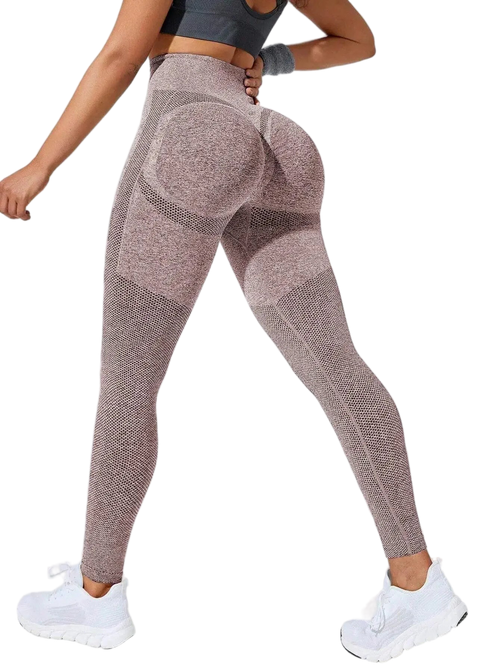 Buns of Fun Active Leggings, Coffee heather: full-length knit, high-rise waistband
