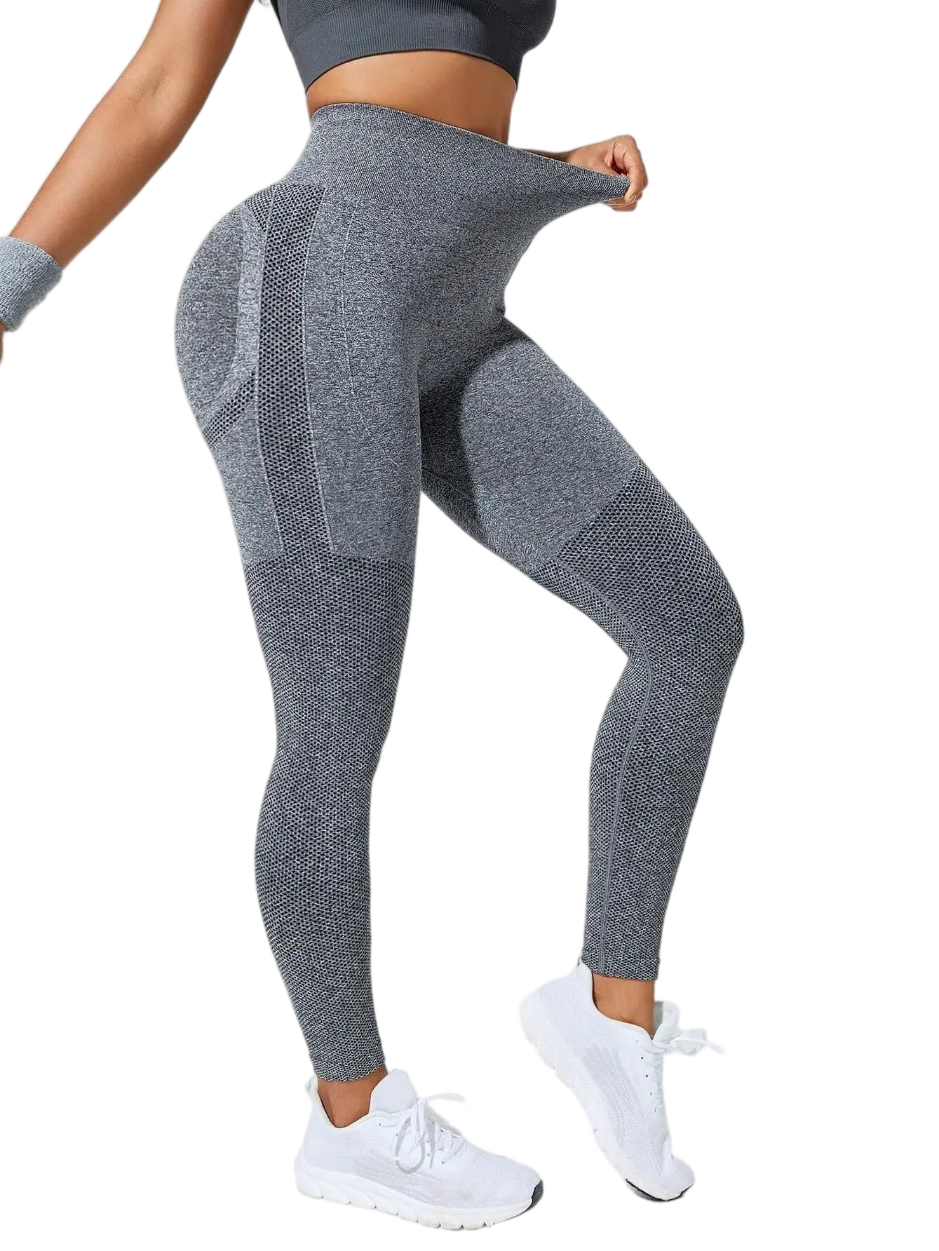 Xooie Fit high-performance active leggings in gray with a flattering fit and breathable design