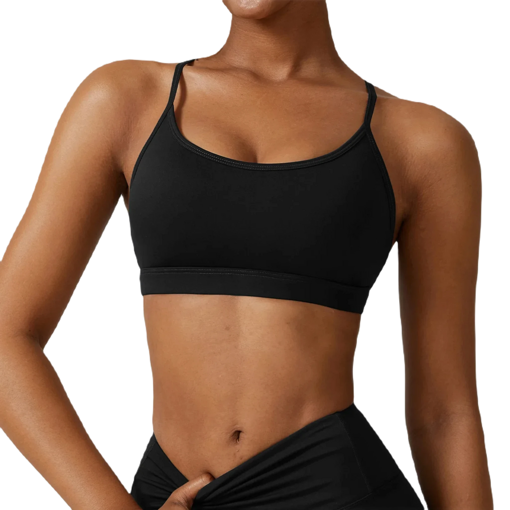Xooie Fit women's active bra in black color offers comfort and support for workouts